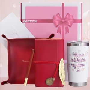 Birthday Gifts for Mom by Ideatech. Leather Journal, Tray, Luxury Pen